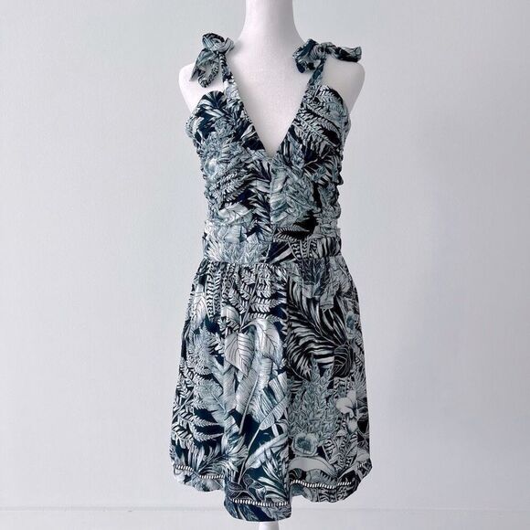Agua Bendita Sierra Helios Floral Shoulder Tie Mini Dress Size L - Picture 1 of 6